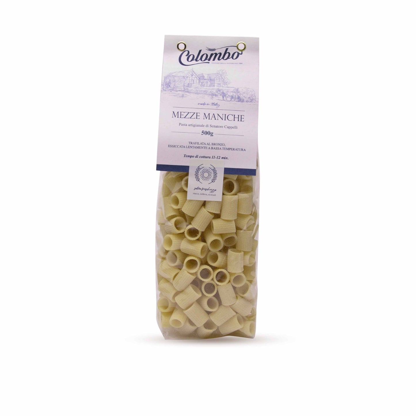 Mezze Maniche Artisanal pasta by Senatore Cappelli, Bronze drawn, slowly dried