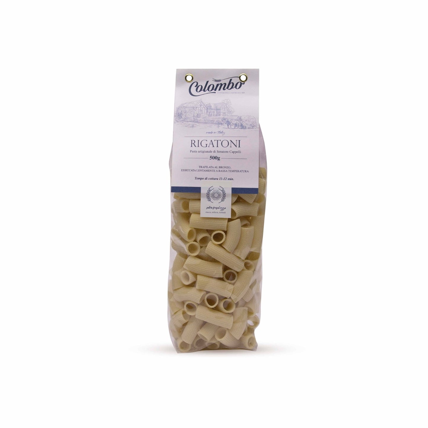 Rigatoni Senatore Cappelli artisanal pasta, Bronze drawn, slowly dried at low temperature
